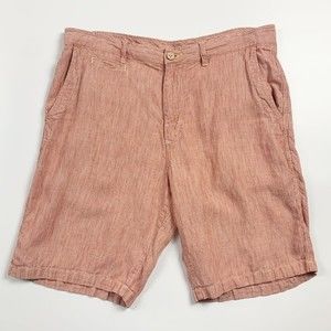 Tommy Bahama Relax Mens Red Railroad Stripe Linen Shorts Size 36